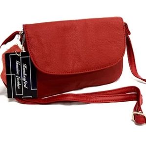 Red leather mini-flap crossbody